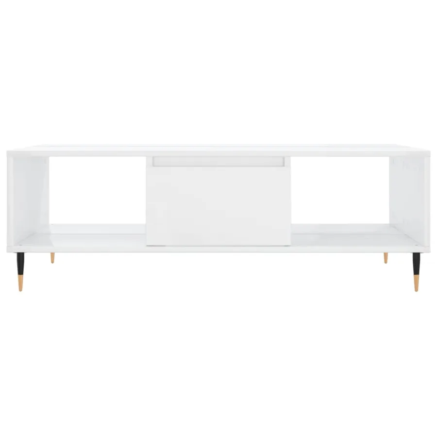 Table basse blanc brillant 104x60x35 cm bois d'ingénierie - 5
