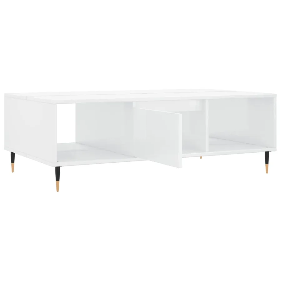 Table basse blanc brillant 104x60x35 cm bois d'ingénierie - 6