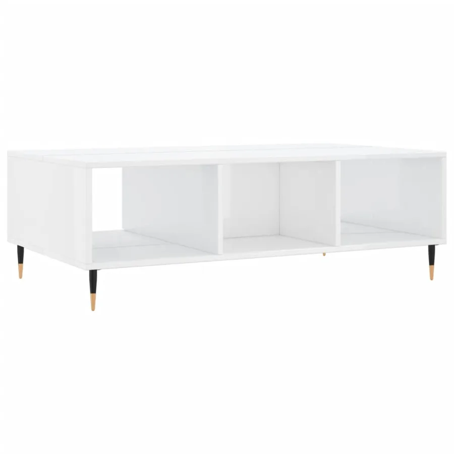 Table basse blanc brillant 104x60x35 cm bois d'ingénierie - 8