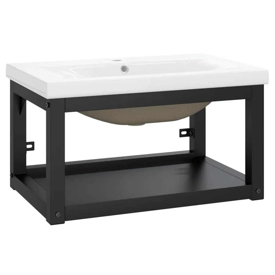 Cadre de lavabo de salle de bain vasque à encastrer Noir Fer - 2