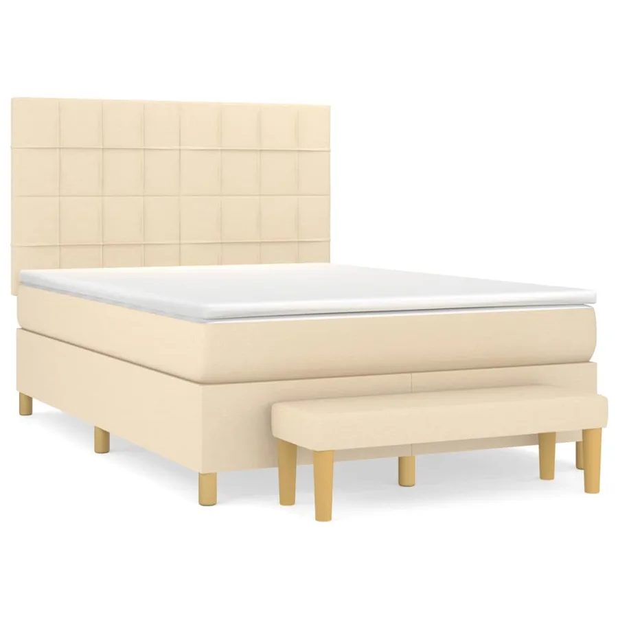 Sommier à lattes de lit avec matelas Crème 140x200 cm Tissu - 2