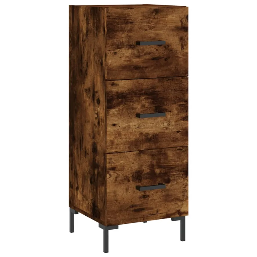 Buffet haut Chêne fumé 34,5x34x180 cm Bois d'ingénierie - 5