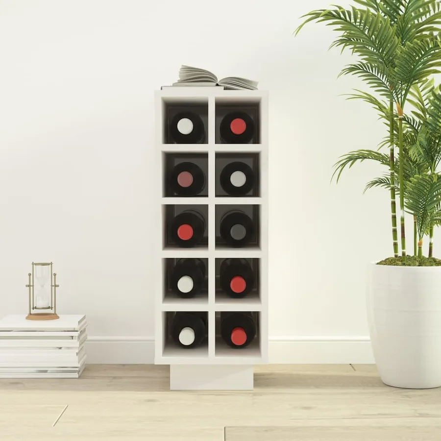 Armoire à vin Blanc 23x34x61 cm Bois de pin massif - 3