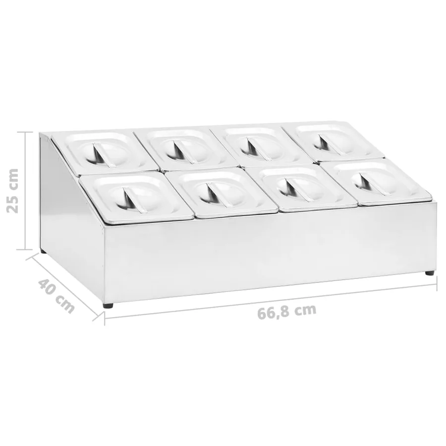 Récipient Gastronorm avec 8 bacs GN 1/6 Acier inoxydable - 9