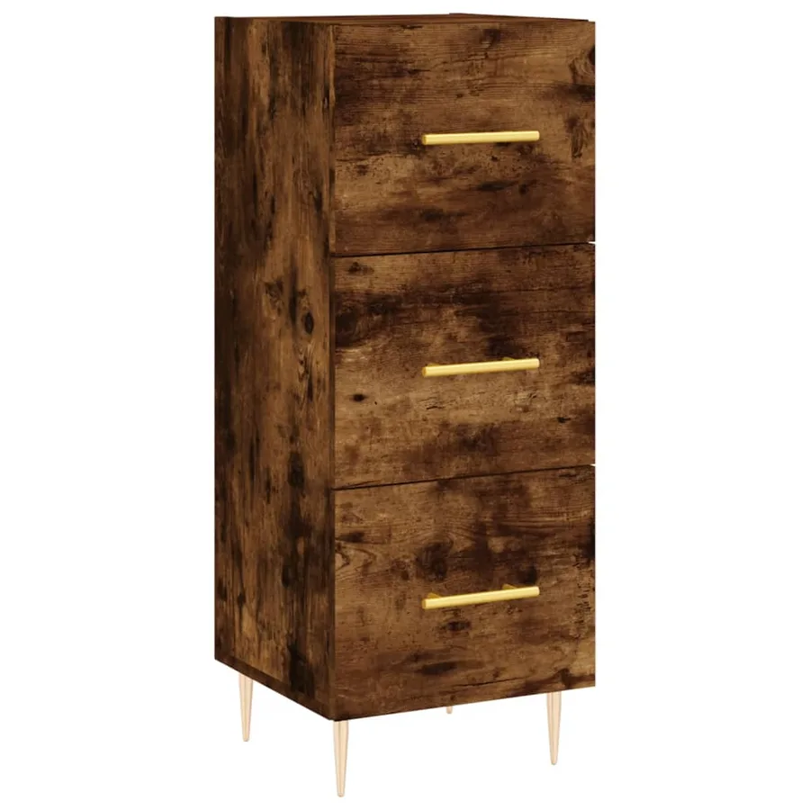Buffet haut Chêne fumé 34,5x34x180 cm Bois d'ingénierie - 5