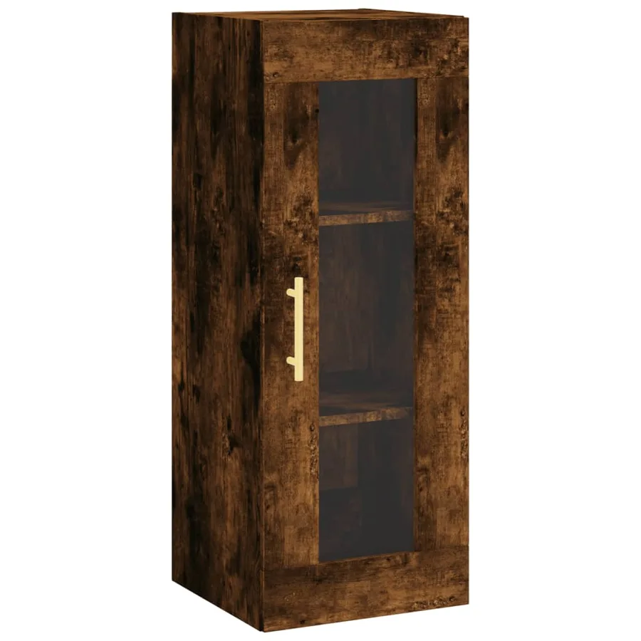 Buffet haut Chêne fumé 34,5x34x180 cm Bois d'ingénierie - 7