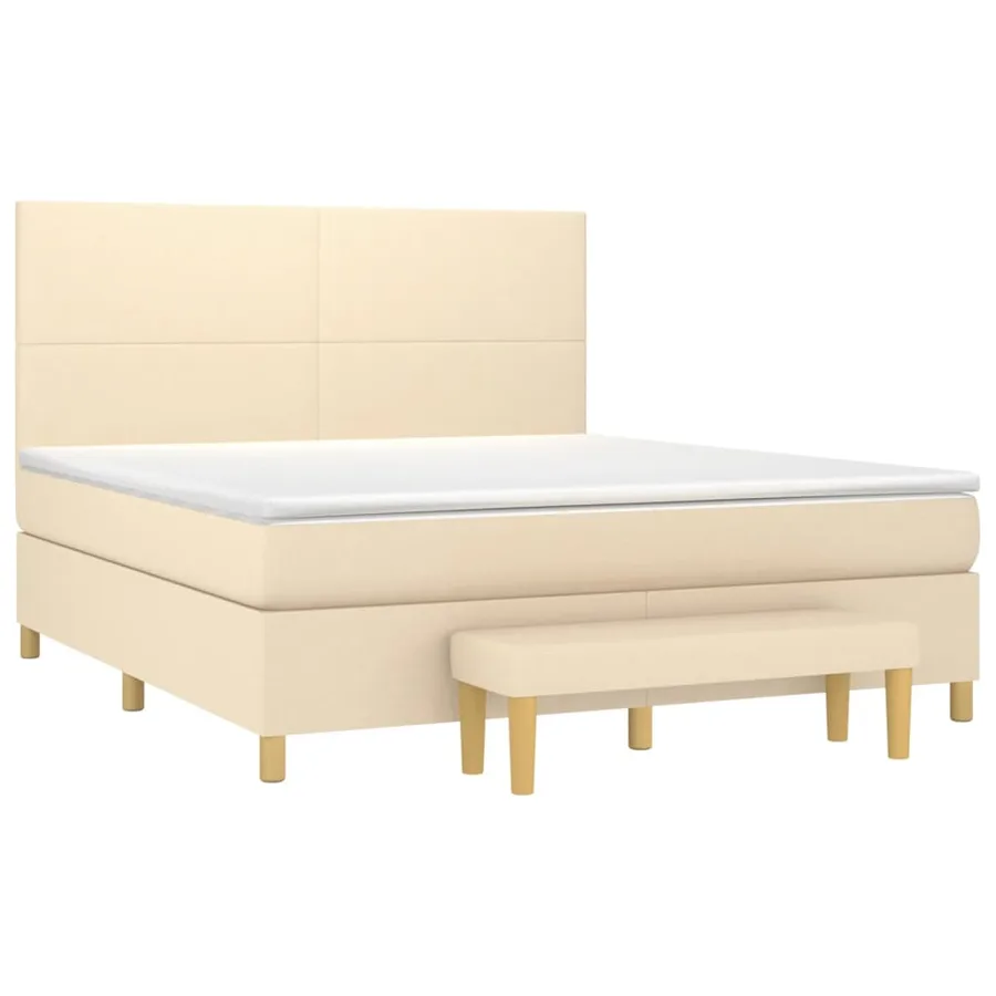 Sommier à lattes de lit avec matelas Crème 160x200 cm Tissu - 3