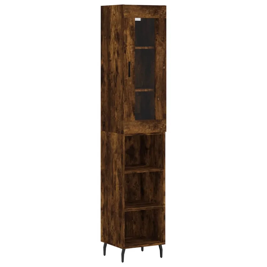 Buffet haut Chêne fumé 34,5x34x180 cm Bois d'ingénierie - 2