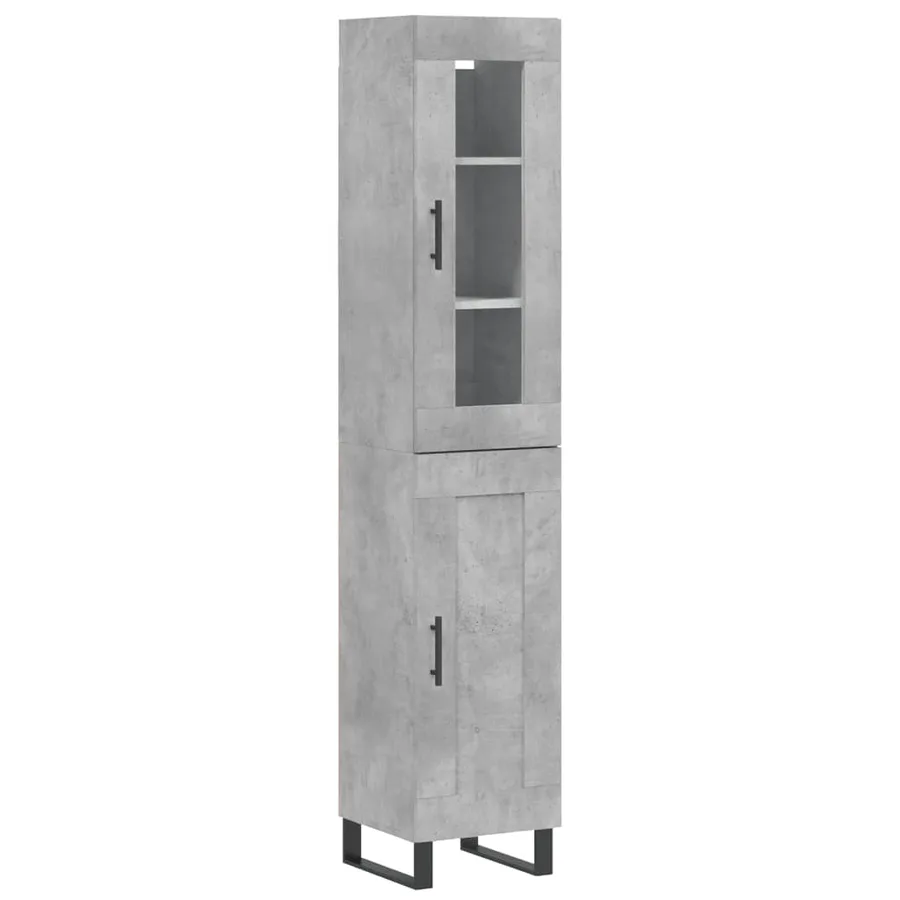 Buffet haut Gris béton 34,5x34x180 cm Bois d'ingénierie - 2