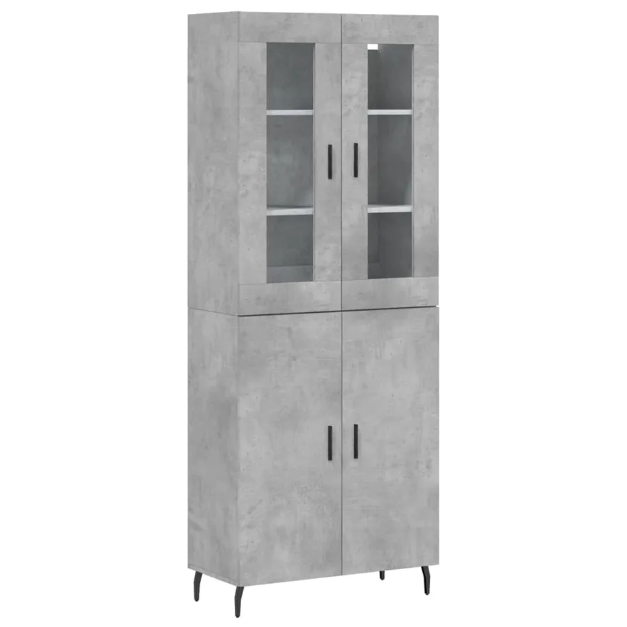 Buffet haut Gris béton 69,5x34x180 cm Bois d'ingénierie - 2