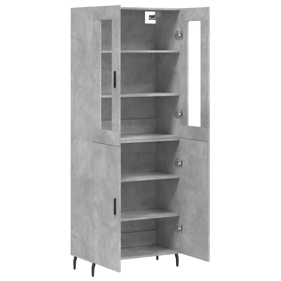 Buffet haut Gris béton 69,5x34x180 cm Bois d'ingénierie - 4