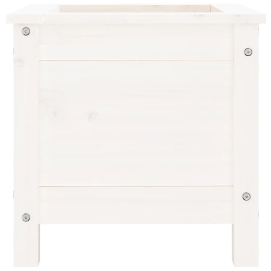 Jardinière blanc 40x40x39 cm bois massif de pin - 6