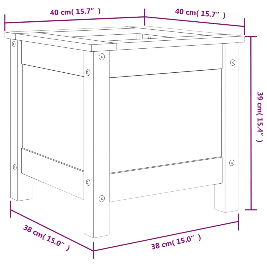 Jardinière blanc 40x40x39 cm bois massif de pin - 9