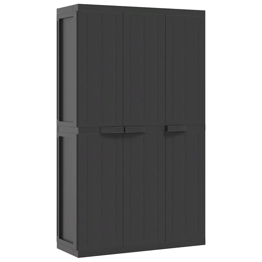 Armoire de rangement d'extérieur noir 97x37x165 cm PP - 2