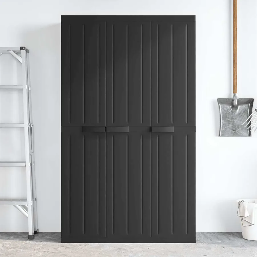 Armoire de rangement d'extérieur noir 97x37x165 cm PP - 3