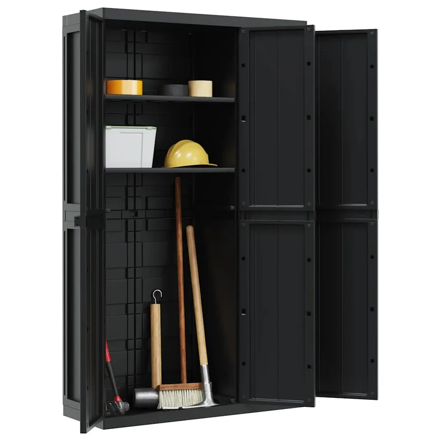 Armoire de rangement d'extérieur noir 97x37x165 cm PP - 4