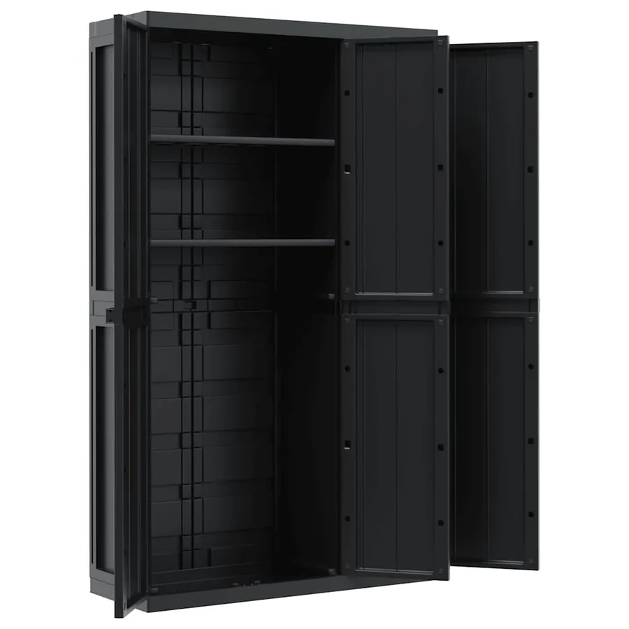 Armoire de rangement d'extérieur noir 97x37x165 cm PP - 6