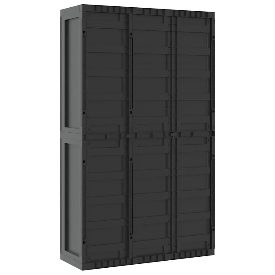 Armoire de rangement d'extérieur noir 97x37x165 cm PP - 8
