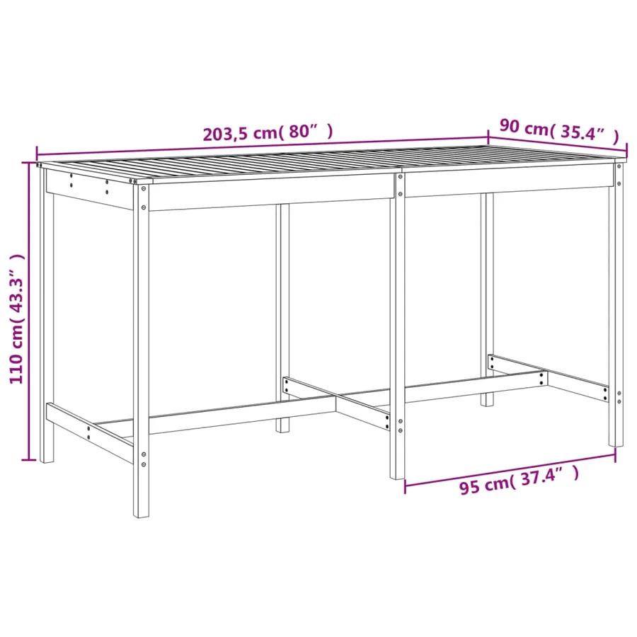 Ensemble de bar de jardin 9 pcs gris bois de pin massif - 9