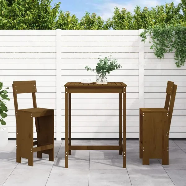 Ensemble de bar de jardin 3 pcs marron miel bois pin massif
