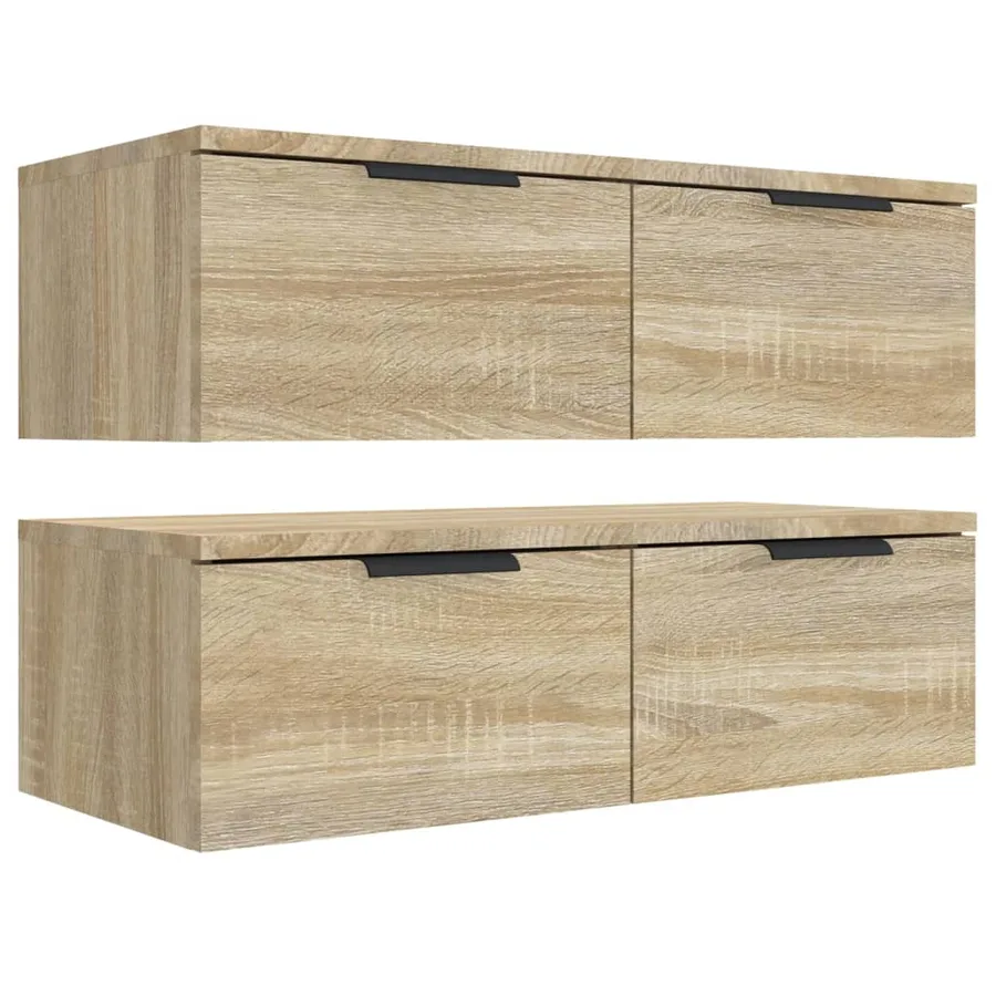 Armoires murales 2pcs Chêne sonoma 68x30x20cm Bois d'ingénierie - 6