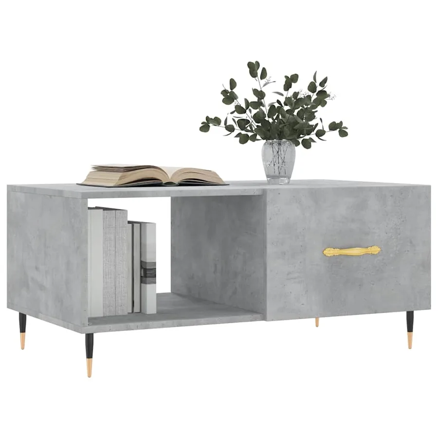 Table basse gris béton 90x50x40 cm bois d'ingénierie - 3