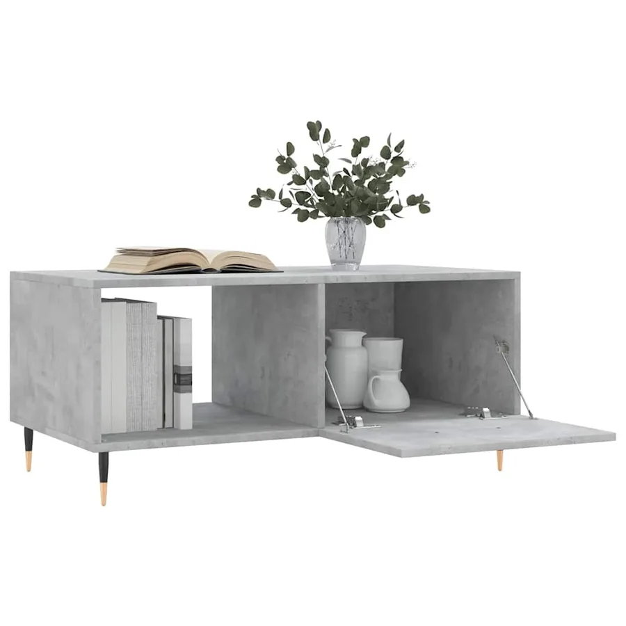 Table basse gris béton 90x50x40 cm bois d'ingénierie - 4