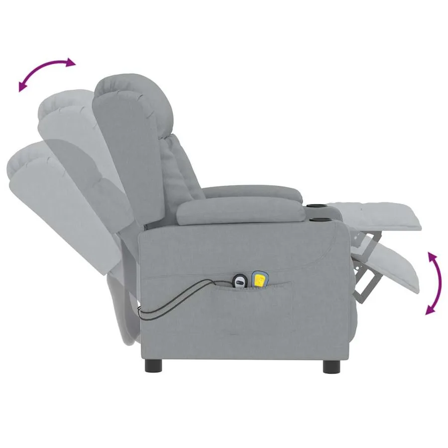 Fauteuil électrique de massage Gris clair Tissu - 7
