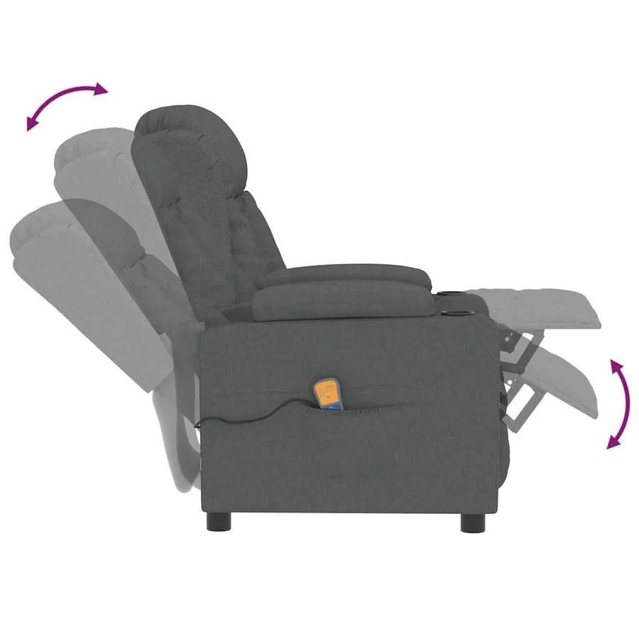 Fauteuil de massage Gris foncé Tissu - 6