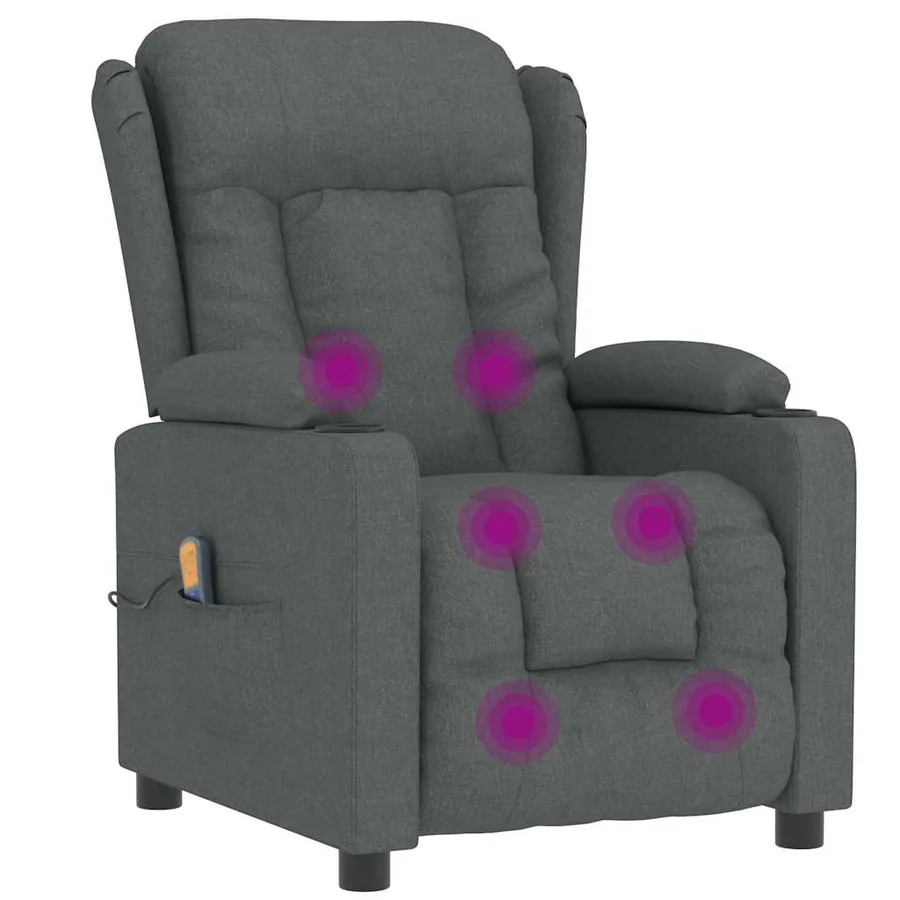 Fauteuil de massage Gris foncé Tissu - 7