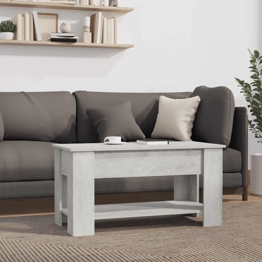 Table basse gris béton 101x49x52 cm bois d'ingénierie - 4