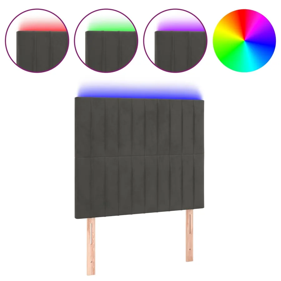 Tête de lit à LED Gris foncé 80x5x118/128 cm Velours - 2