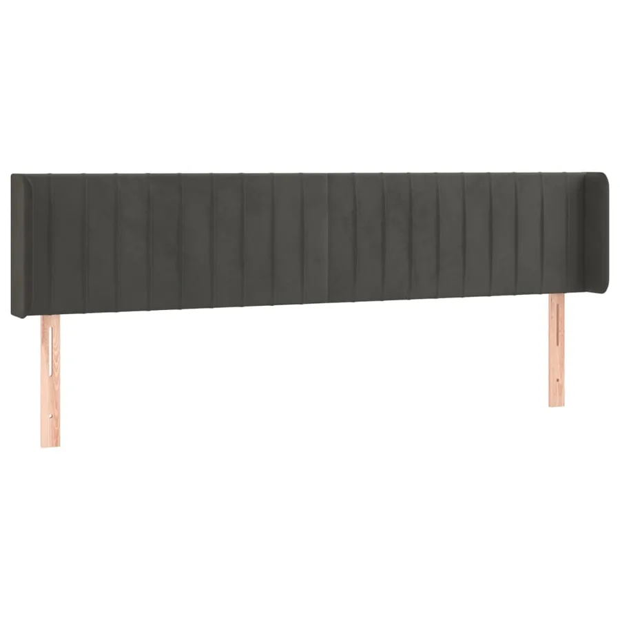 Tête de lit avec oreilles Gris foncé 163x16x78/88 cm Velours - 2
