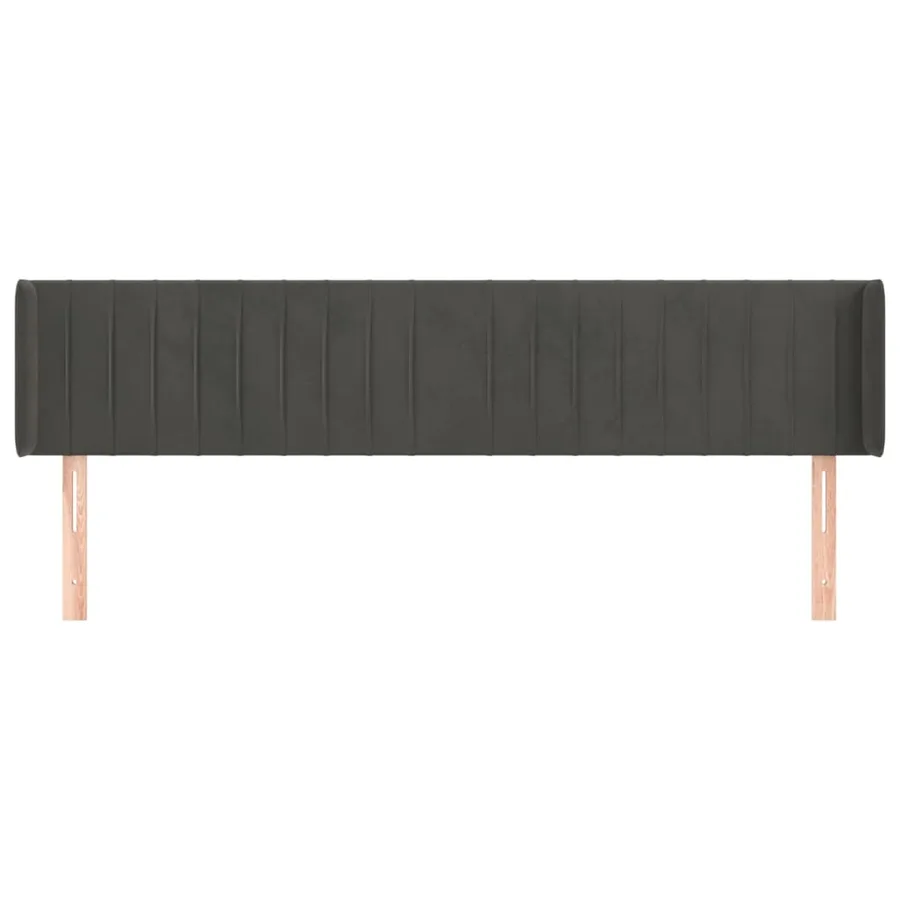 Tête de lit avec oreilles Gris foncé 163x16x78/88 cm Velours - 3