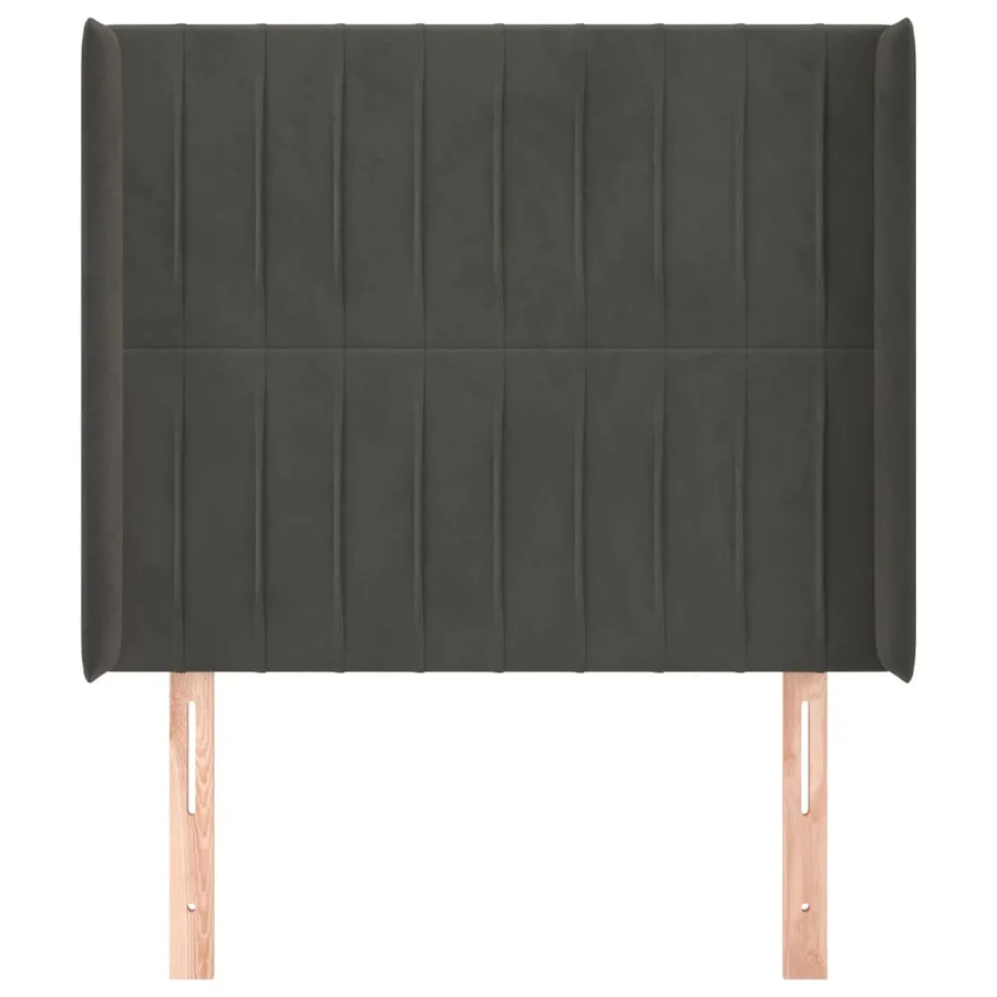 Tête de lit avec oreilles Gris foncé 83x16x118/128 cm Velours - 3
