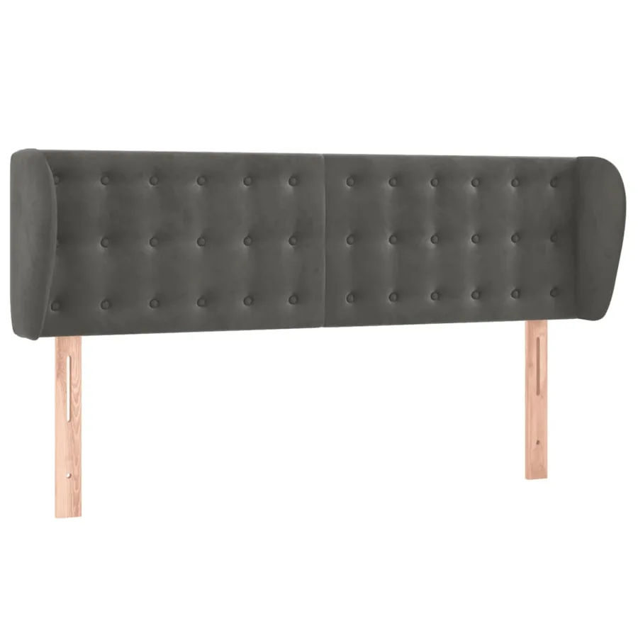 Tête de lit avec oreilles Gris foncé 147x23x78/88 cm Velours - 2
