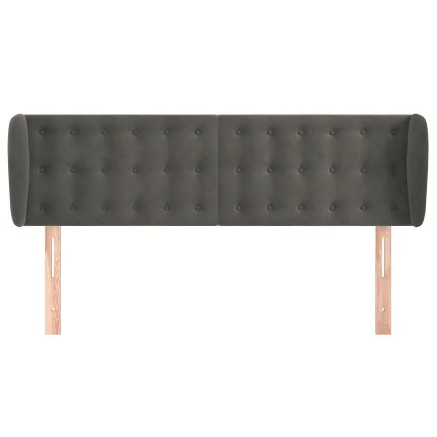 Tête de lit avec oreilles Gris foncé 147x23x78/88 cm Velours - 3