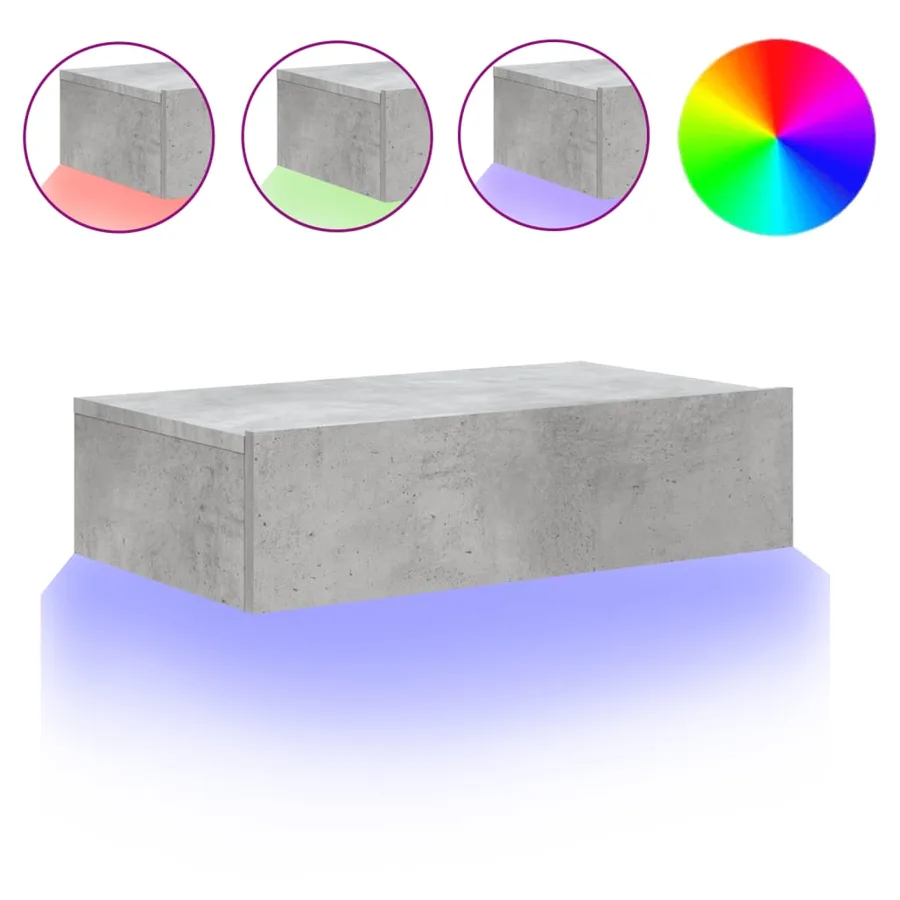Meuble TV avec éclairage LED gris béton 60x35x15,5 cm - 2