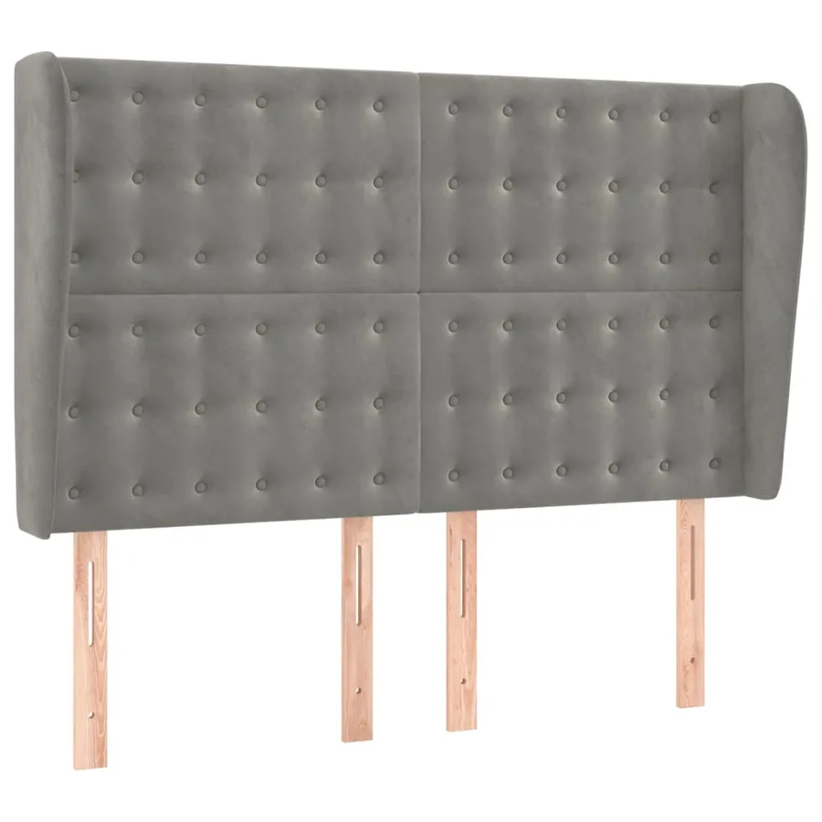 Tête de lit avec oreilles Gris clair 147x23x118/128 cm Velours - 2