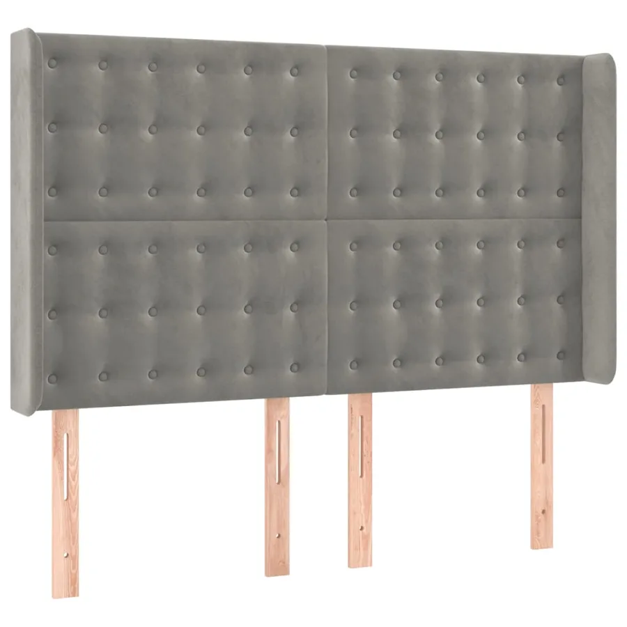 Tête de lit avec oreilles Gris clair 147x16x118/128 cm Velours - 2
