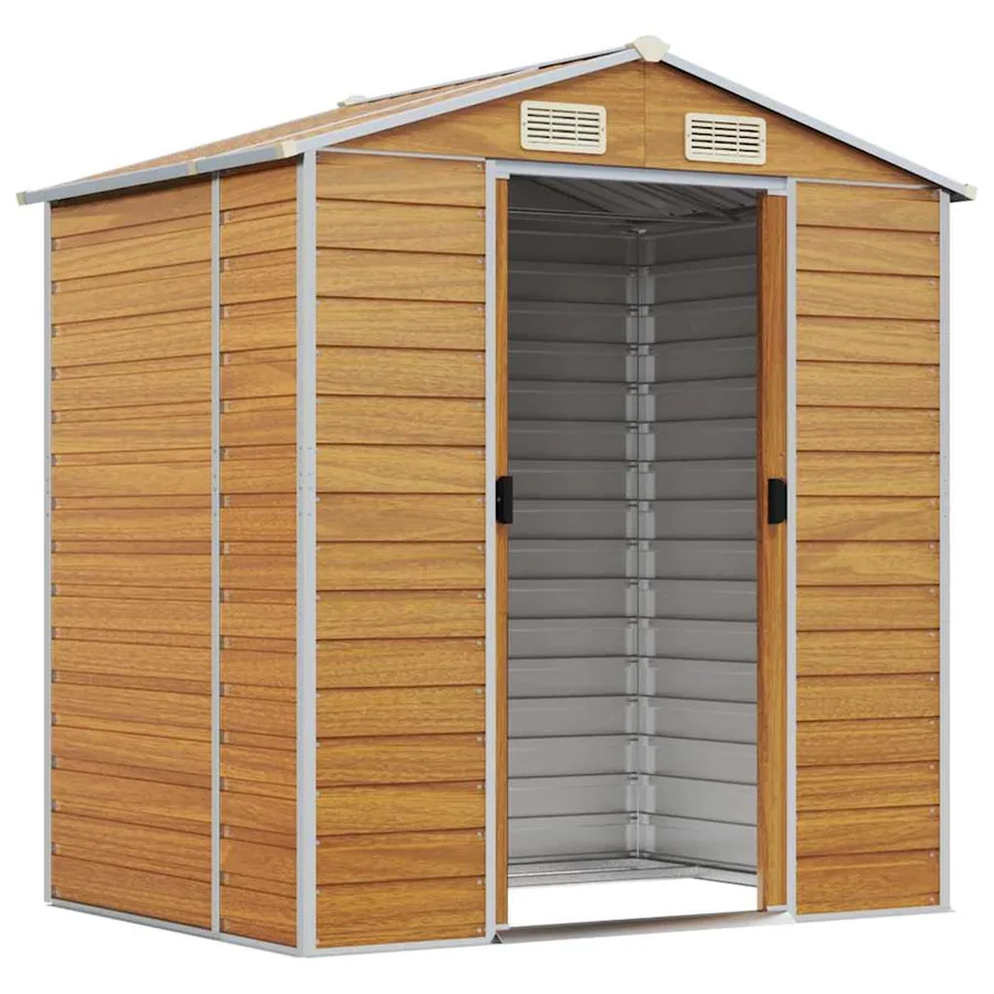 Abri de jardin marron clair 191x130x198 cm acier galvanisé - 3