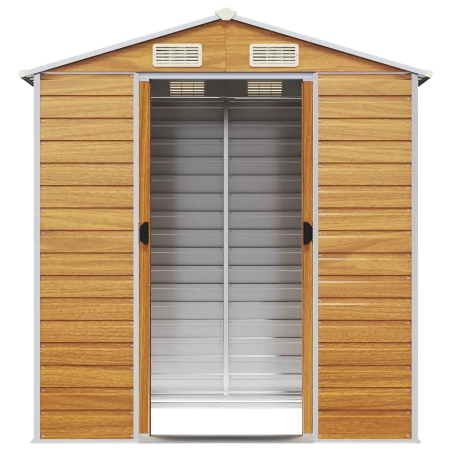 Abri de jardin marron clair 191x130x198 cm acier galvanisé - 5
