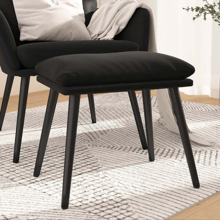 Repose-pied Noir 45x29,5x35 cm Velours