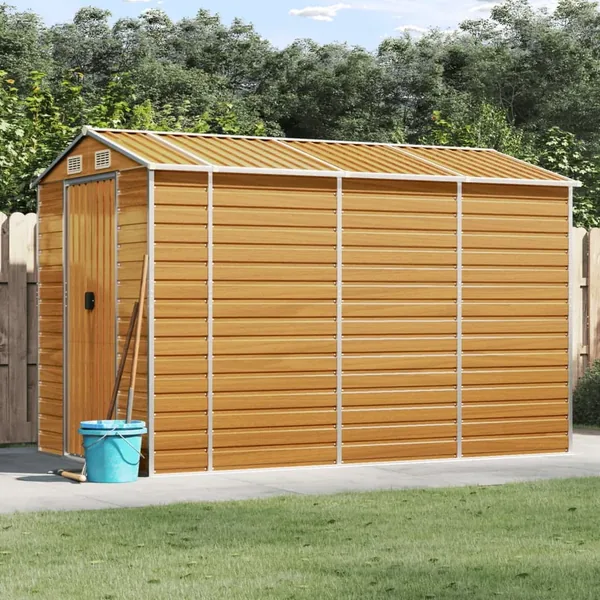 Abri de jardin marron clair 191 x 300 x 198 cm en acier galvanisé