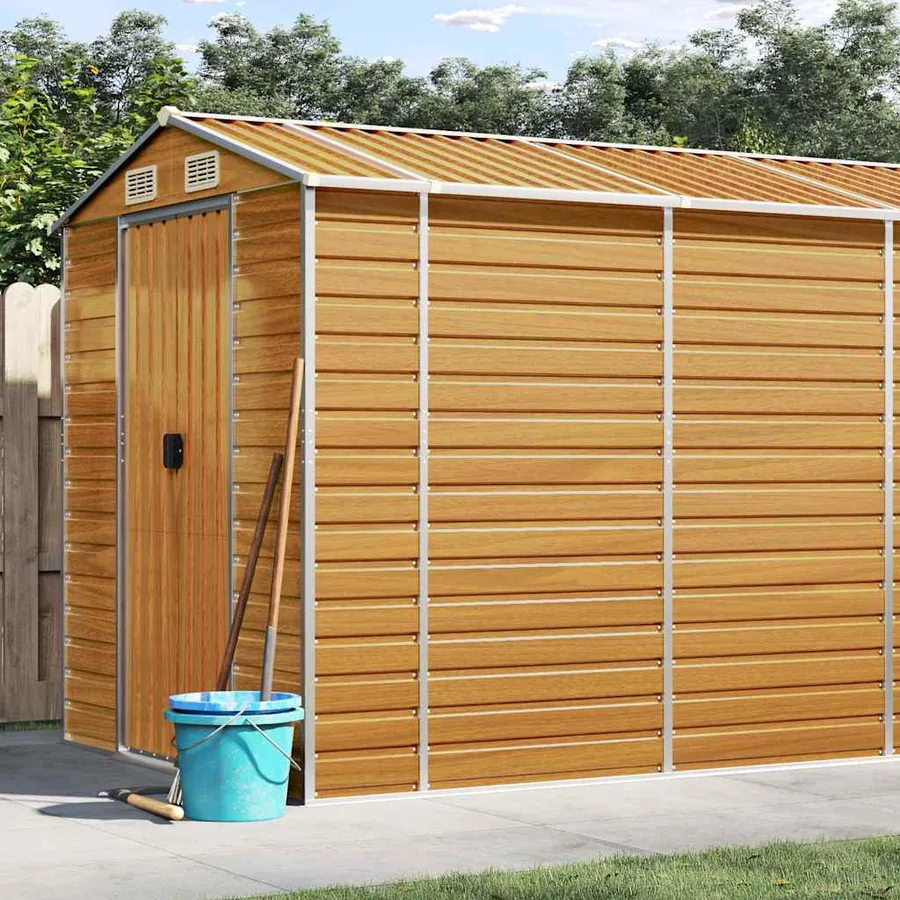Abri de jardin marron clair 191x725x198 cm acier galvanisé
