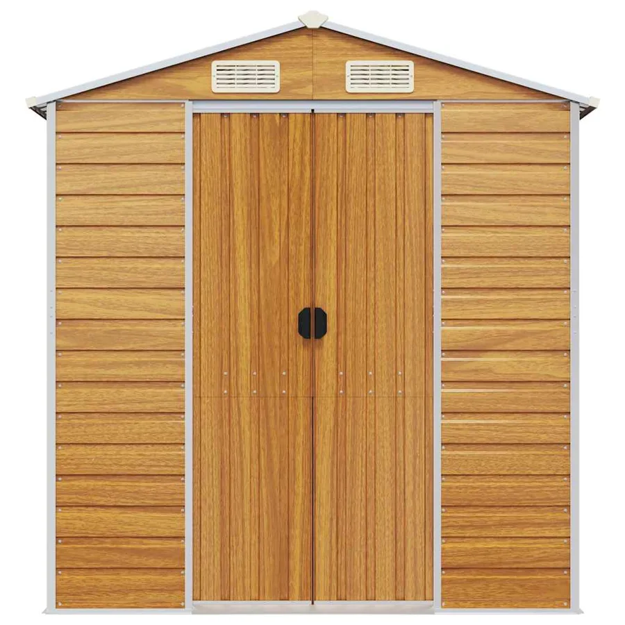 Abri de jardin marron clair 191x725x198 cm acier galvanisé - 4