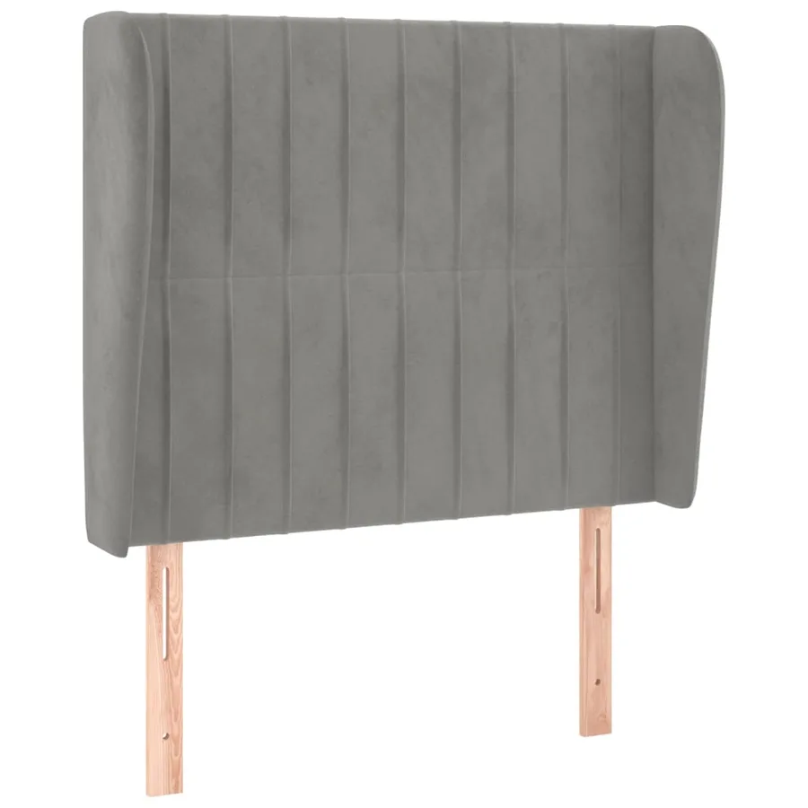 Tête de lit avec oreilles Gris clair 93x23x118/128 cm Velours - 2