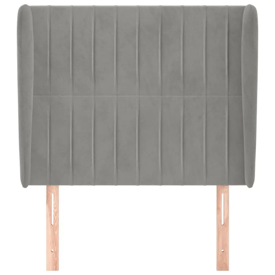 Tête de lit avec oreilles Gris clair 93x23x118/128 cm Velours - 3