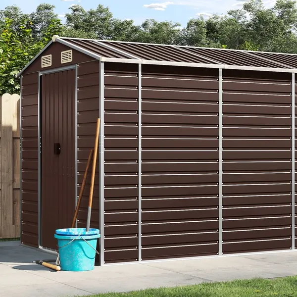 Abri de jardin marron 191 x 470 x 198 cm en acier galvanisé
