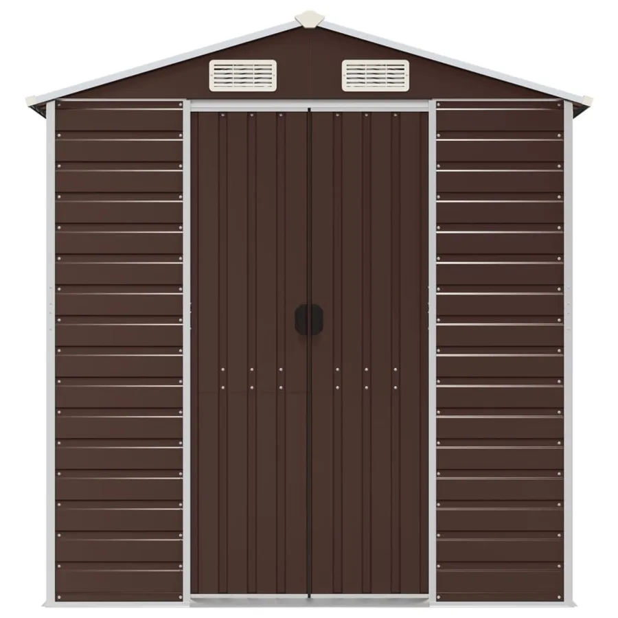 Abri de jardin marron 191 x 470 x 198 cm en acier galvanisé - 4